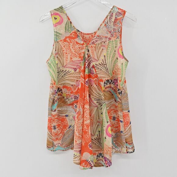 LA FEE MARABOUTEE‎ Top Womens Size 40 Multicolor Printed Sleeveless Tank Blouse - Picture 5 of 11